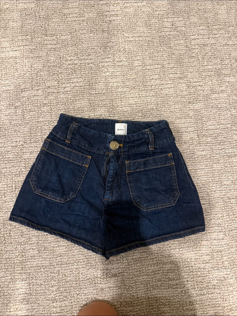 Maeve Dark Blue High-Rise Denim Shorts